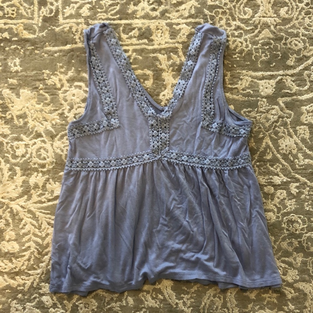 Mudd Judd Periwinkle Lace Babydoll Tank Top - Women | Color: Blue. Size large.